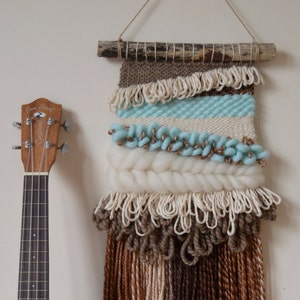 Woven Wall Hanging, Boho Wall Hanging, Rustic Tapestry, Mint Wall Art, Nursery Decor, New Home Gift, Fibre Art, Modern Weaving