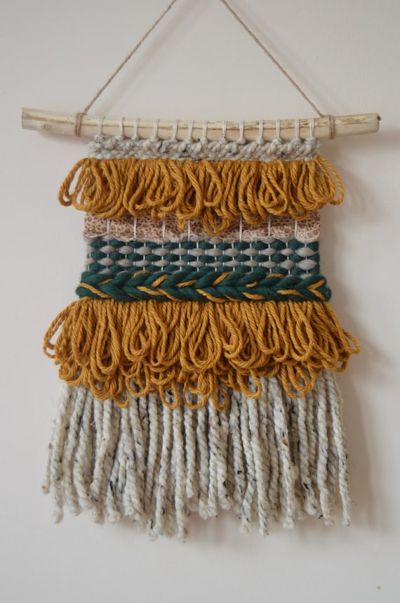 Woven Wall Hanging, Mustard Wall Hanging, Woven Tapestry, Housewarming Gift, Nursery Decor, Textile Art, Modern Weaving, Hand Woven
