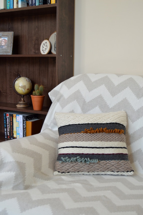 Woven Pillow, Woven Cushion, Weaving, Hand Woven Interiors, Woven Textiles, Boho Pillow, Housewarming Gift, Fibre Art, Loom Weaving