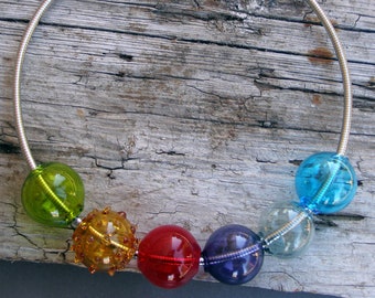collana vetro Murano- blown necklace Murano necklace-Bubble hollow glass necklace-lampwork necklace-rainbow necklace