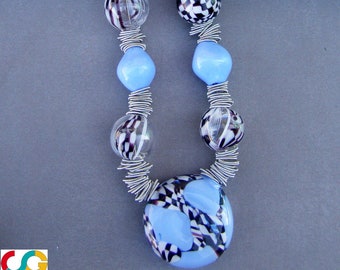 Glass necklace-Murano necklace-Lampwork glass necklace-Collier en verre-glaskette-collana soffiata murano-collar de cristal-Exclusive design