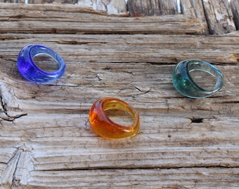 Murano glazen ring- glazen ringen- EXTRA KLEINE lamp RING- Lampwork ring-Venetiaanse glazen ring-glazen ring-Anello in vetro-Bague en verre -4 kleuren
