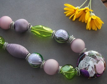 Glas Halskette-Murano Halskette-Lampwork Glas Halskette-Collier en verre-glaskette-collana soffiata murano-collar de cristal-Exklusives Design