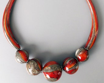 collana vetro Murano- blown necklace Murano necklace-Bubble hollow glass necklace-lampwork necklace-rainbow necklace