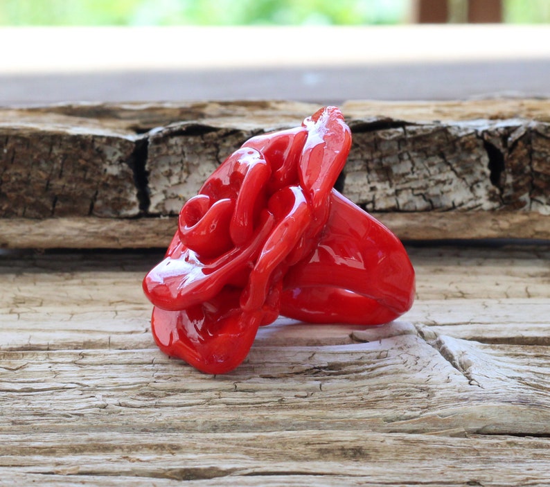 Murano glass ringRose glass rings BIG RING Lampwork Etsy