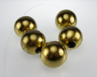 Hollow beads-Lampwork hollow beads -Blown glass hollow  24kt gold leaf beads