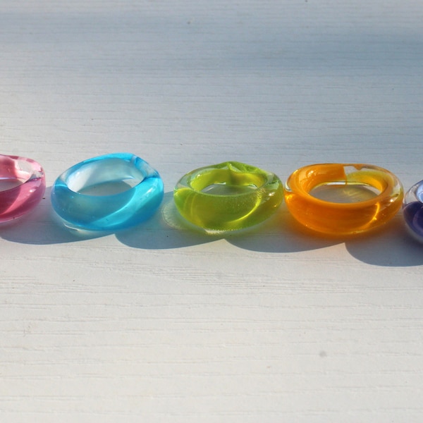 Bague BAND de Murano-PETITES bagues en verre- Bague BAND-Bagues empilables Bague au chalumeau-bague en verre-Anello en verre-Bague en verre -5 couleurs