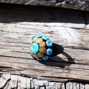 Murano glass ring-glass rings- Lampwork ring-dotted glas ring-glasringe-Anello vetro-Bague en verre- image 2