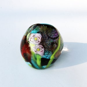 UNIQUE RING- Murano glass ring-Lampwork ring-Venetian glass jewelry-glass ring- glass ring-Anello in vetro-Bague en verre-SIZE 6 1/2