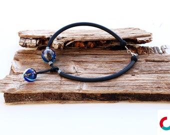 Murano glass necklace with unique hollow beads- lampwork glass necklace- Collana Murano-Exclusive design necklace-Contemporary jewelry