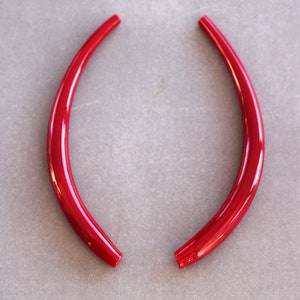 Lampwork glass tubes-set of 2 red