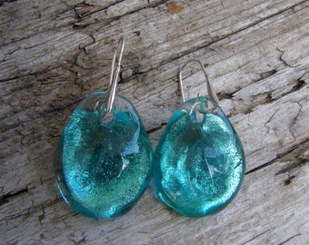 Bubble glass earrings-Blown glass earrings-Murano glass earrings-Dangle earrings-orecchini vetro-Ohhringen-gift-sterling silver earwires