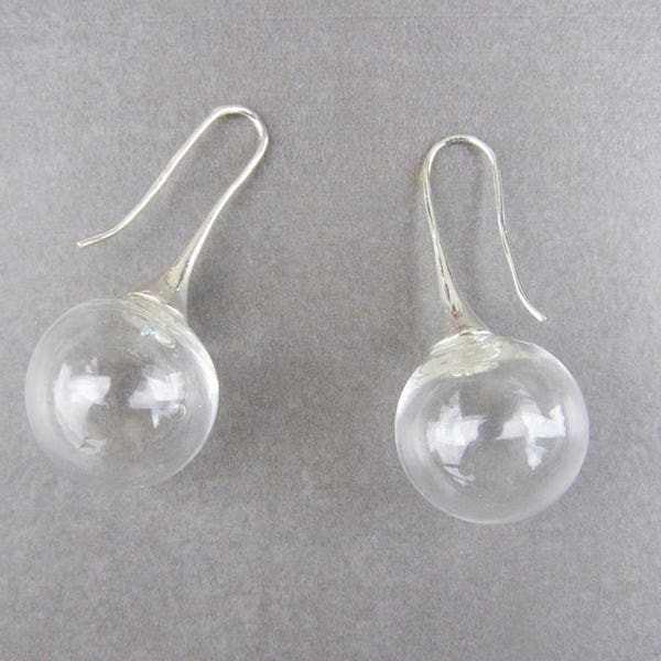 Boucles d’oreilles en verre bulle -boucles d’oreilles en verre faites à la main-Boucles d’oreilles en verre soufflé-Miroir de Murano