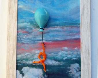 Ölgemälde-ORIGINAL ÖLGEMÄLDE- Wolkenmalerei- Glasskulptur-Impressionismus-Malerei- zeitgenössische Malerei-kleines Gemälde