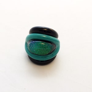 Murano glass ring-Lampwork ring-Lampwork dichroic glass ring -Glass ring-glass statement ring-exclusive design by CSG-big glass ring