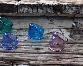 Murano glass ring-Glass rings- Lampwork ring-SMALL FLAT ring-Venetian glass ring-glass ring-Statement ring-Anello in vetro-Bague en verre