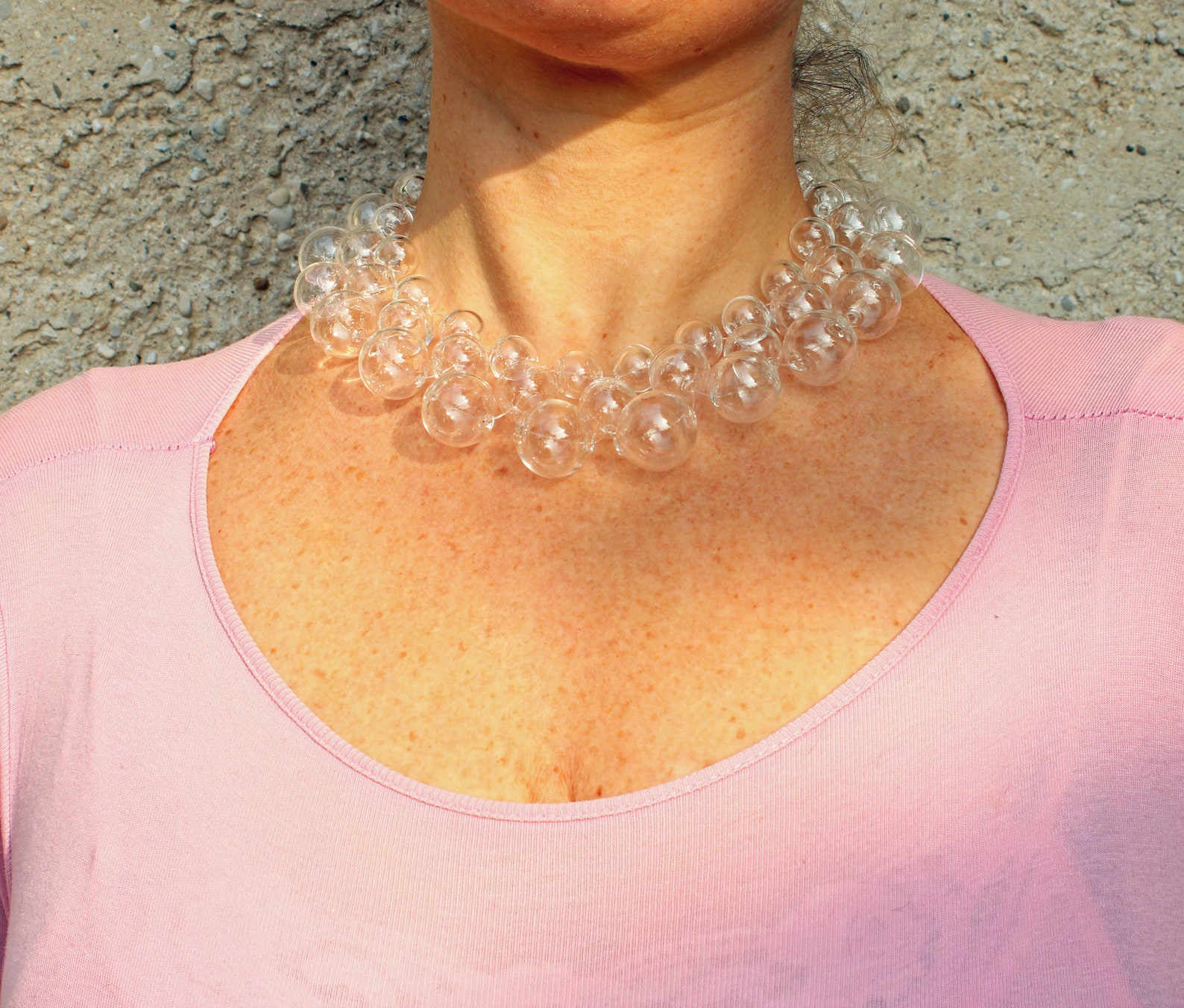 Bubble Glass Necklacelampwork Necklacemurano Etsy