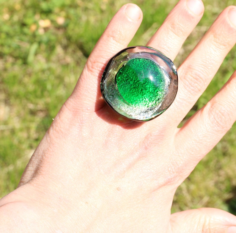 Murano GLASS RING-BIG Glass Rings- Lampwork Ring-venetian Glass Ring ...