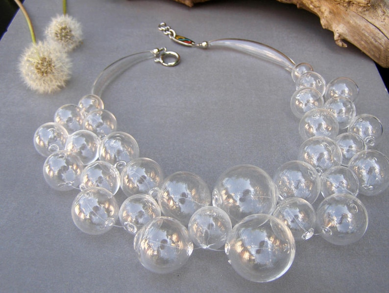 Bubble Glass Necklacelampwork Necklacemurano Etsy