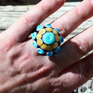 Murano glass ring-glass rings- Lampwork ring-dotted glas ring-glasringe-Anello vetro-Bague en verre- image 5