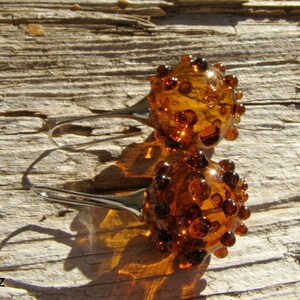 Bubbleglasörhängen-Glasörhängen-Muranoglasörhängen-Boucles d'oreilles en verre-Pendientes de cristal-Orecchini soffiati-7 färger dark topaz