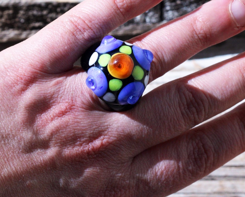 Murano glass ringglass rings Lampwork ringdotted glas Etsy