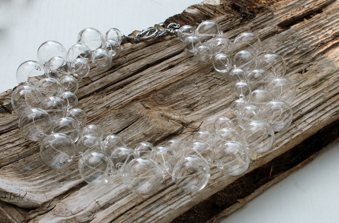 Bubble Glass Necklacelampwork Necklacemurano Etsy