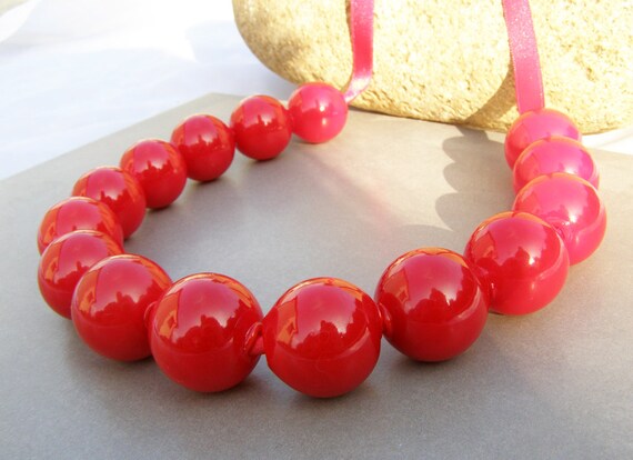 Red Bubble Hollow Glass Necklace murano Necklace red Necklace