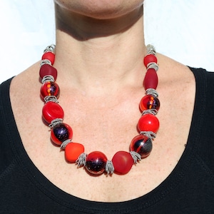Glazen ketting-Murano-ketting-Lampwerk glazen ketting-Collier en verre-glaskette-collana soffiata murano-cristalkras-exclusief ontwerp