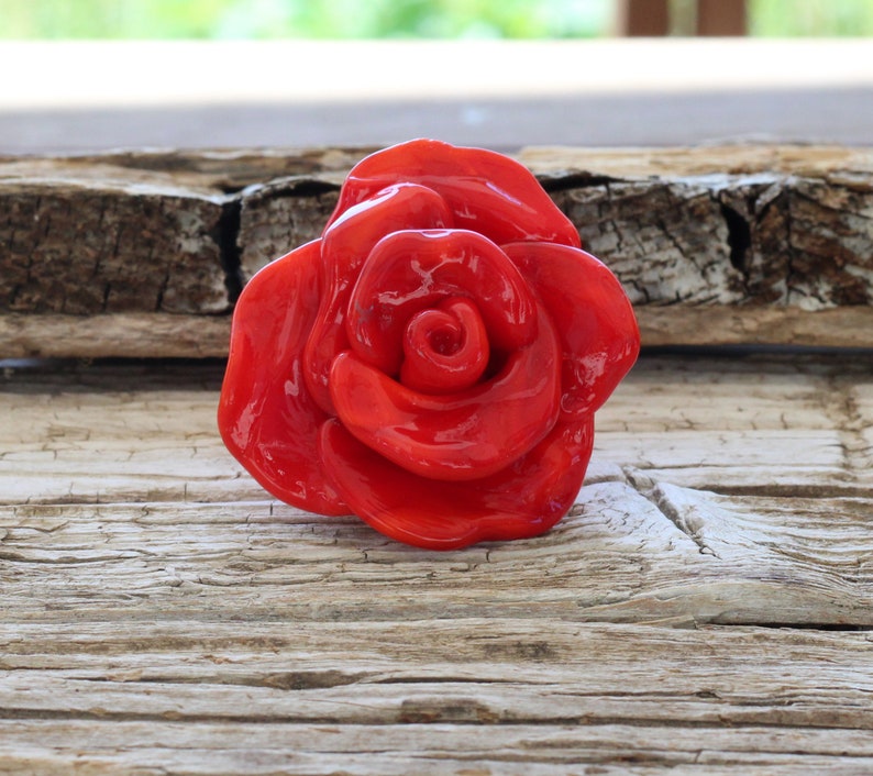 Murano glass ringRose glass rings BIG RING Lampwork Etsy