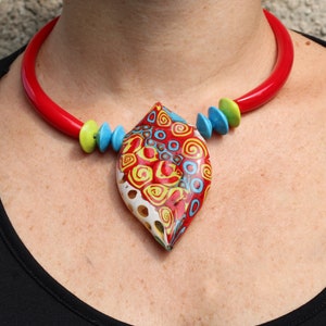 Collier de Murano-Collier en verre au chalumeau-Collier Glass Art-Collana di vetro di Murano-Collection Mosaic-Collier au design exclusif