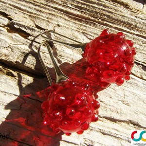 Bubbleglasörhängen-Glasörhängen-Muranoglasörhängen-Boucles d'oreilles en verre-Pendientes de cristal-Orecchini soffiati-7 färger red