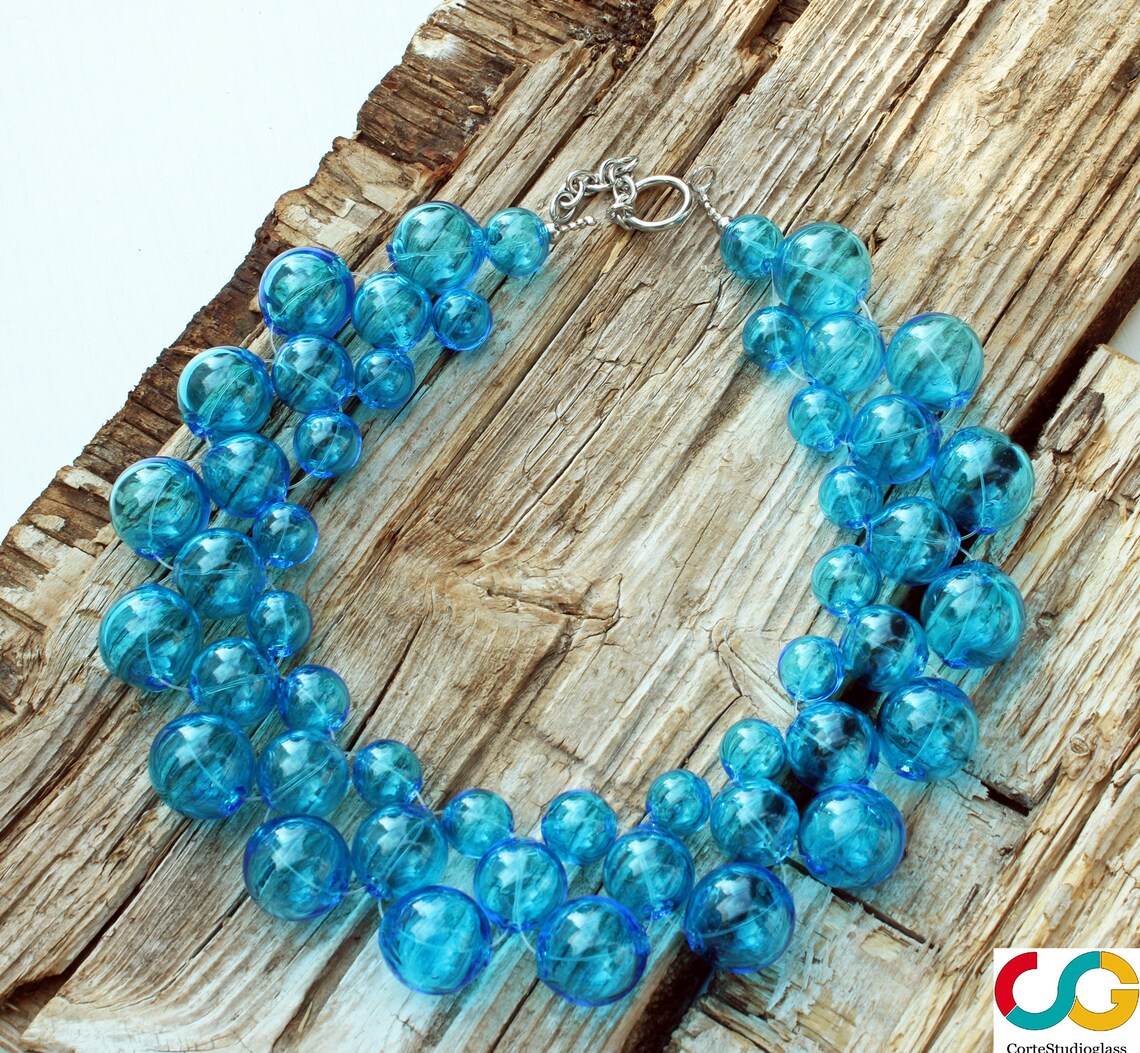 Bubble Glass Necklacelampwork Necklacemurano Etsy