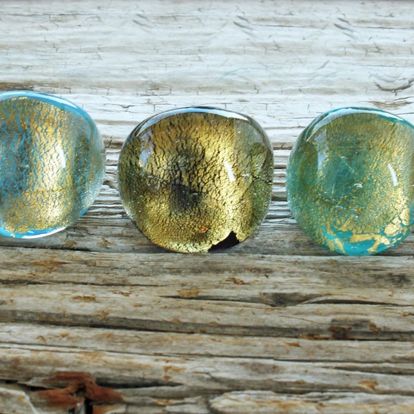 Anillo de cristal de Murano-Anillos de cristal grandes- ANILLO DE BOMBILLA GRANDE con pan de oro- Anillo de lámpara-Anillo de cristal veneciano-anillo de cristal-Anello vetro-Bague en verre -