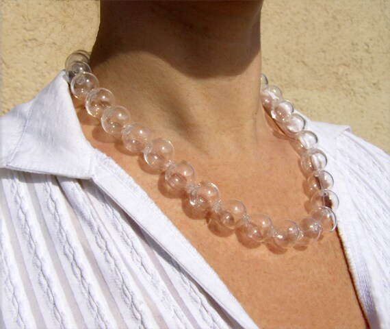 Art Style Glass Bubble Necklace Modern Hollow Clear Bead Pearl Accessories