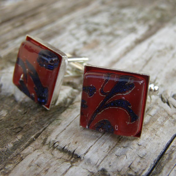 Cufflinks-Glass cufflinks-Handmade glass cufflinks-Boutons de manchette-Gemelli in vetro di Murano-gemelos de cristal