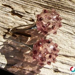 Bubbleglasörhängen-Glasörhängen-Muranoglasörhängen-Boucles d'oreilles en verre-Pendientes de cristal-Orecchini soffiati-7 färger light amethyst