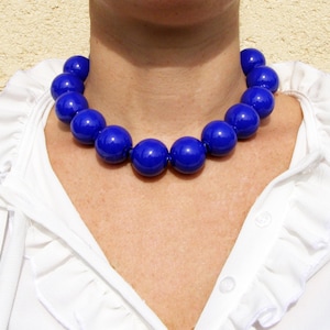 Royal blue bubble hollow glass necklace