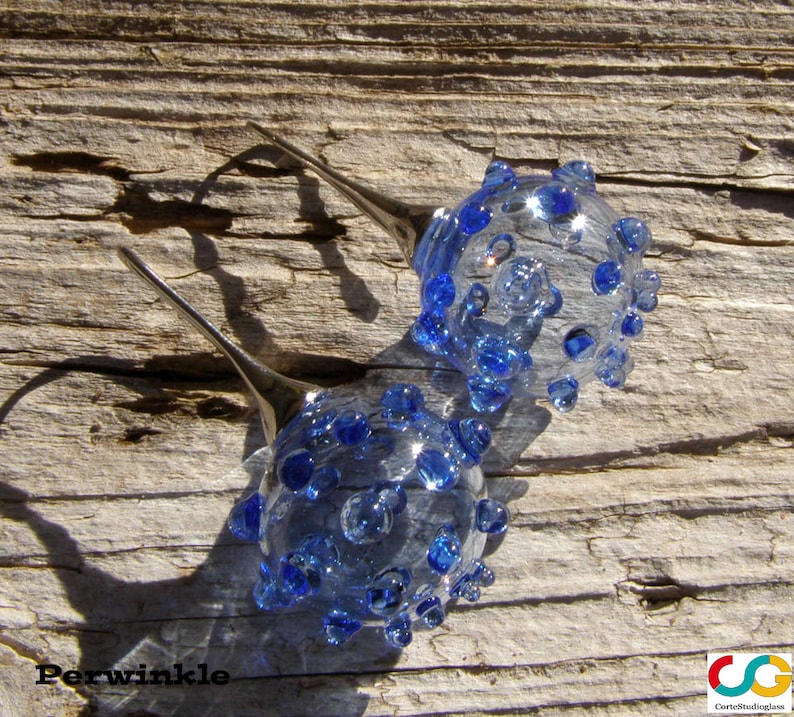 Bubbleglasörhängen-Glasörhängen-Muranoglasörhängen-Boucles d'oreilles en verre-Pendientes de cristal-Orecchini soffiati-7 färger perwinkle