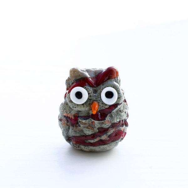 OWL-Lampwork glass owl - Glass owl-lampwork Owl-Blown glass owl-hibou en verre- glas eule-gufo vetro soffiato-