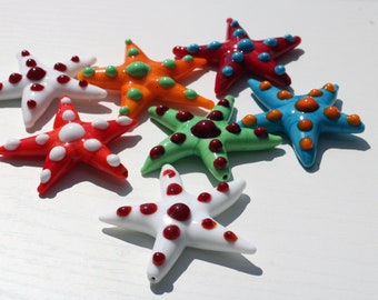 GLASS STARFISH beads-glass beads- Lampwork beads-Stelle marine-Perle vetro-perles au chalumet-starfish-handmade beads