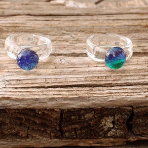 Murano glass ring-Glass rings- Lampwork ring- Glass jewellery-dichroic glass ring-ball ring-Anello in vetro-Small glass ringsBague en verre