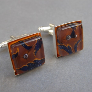 Cufflinks-Glass cufflinks-Handmade glass cufflinks-Boutons de manchette-Gemelli in vetro di Murano-gemelos de cristal