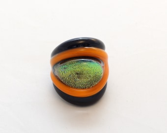 Murano glass ring-Lampwork ring-Lampwork dichroic glass ring -Glass ring-exclusive design by CSG