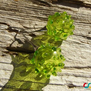Bubbleglasörhängen-Glasörhängen-Muranoglasörhängen-Boucles d'oreilles en verre-Pendientes de cristal-Orecchini soffiati-7 färger lime green