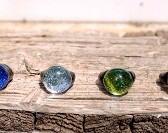 Lampwork DICRHOIC ring -Murano glass ring-Lampwork ring- ring-CABOCHON glass ring