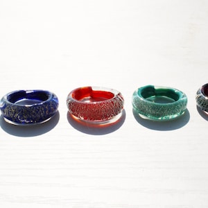 Murano BAND ring-SMALL glass rings- BAND ring-STackable rings Lampwork ring--glass ring-Anello in vetro-Bague en verre -6 Colors