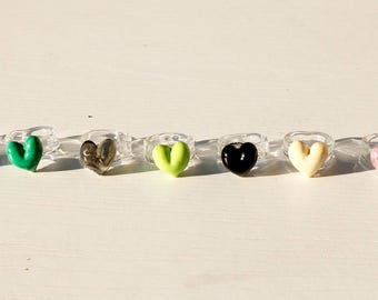 HEART glass ring with band-HEART ring-Glass  ring- Lampwork ring-Murano ring-Anello in vetro-Bague en verre -Customizable in many colors