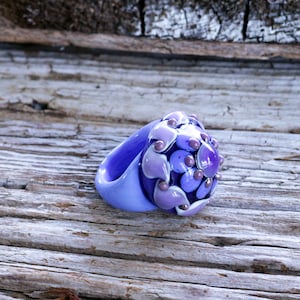 Murano glass ring-glass rings-Big ringS-Unique ring Lampwork ring-dotted glas ring-glasringe-Anello vetro-Bague en verre-