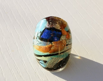 UNIQUE RING- Murano glass ring-Lampwork ring-Venetian glass jewelry-glass ring- glass ring-Anello in vetro-Bague en verre-SIZE 7